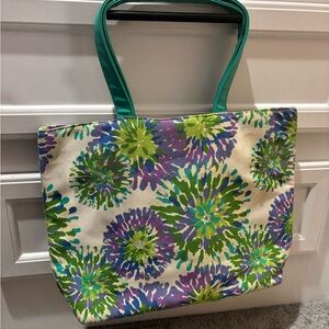 Bath & Body Works Vibrant Floral Tote - Green and Purple